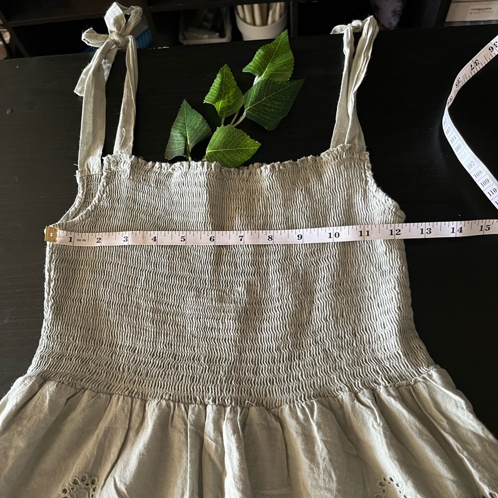 Beautiful embroidered tiered tie shoulder green sleeveless summer maxi dress - Picture 5 of 6